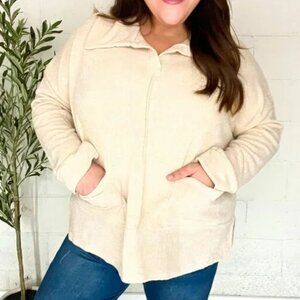 New Soft Jacquard Knit Oversized Collar Sweater